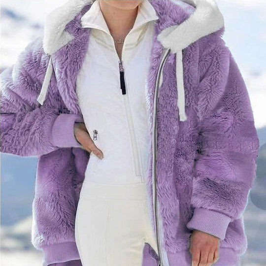 Damen nan kuschelige Kapuzen-Teddyjacke mit wattiertem Innenfutter und Rippbündchen Shop Nory