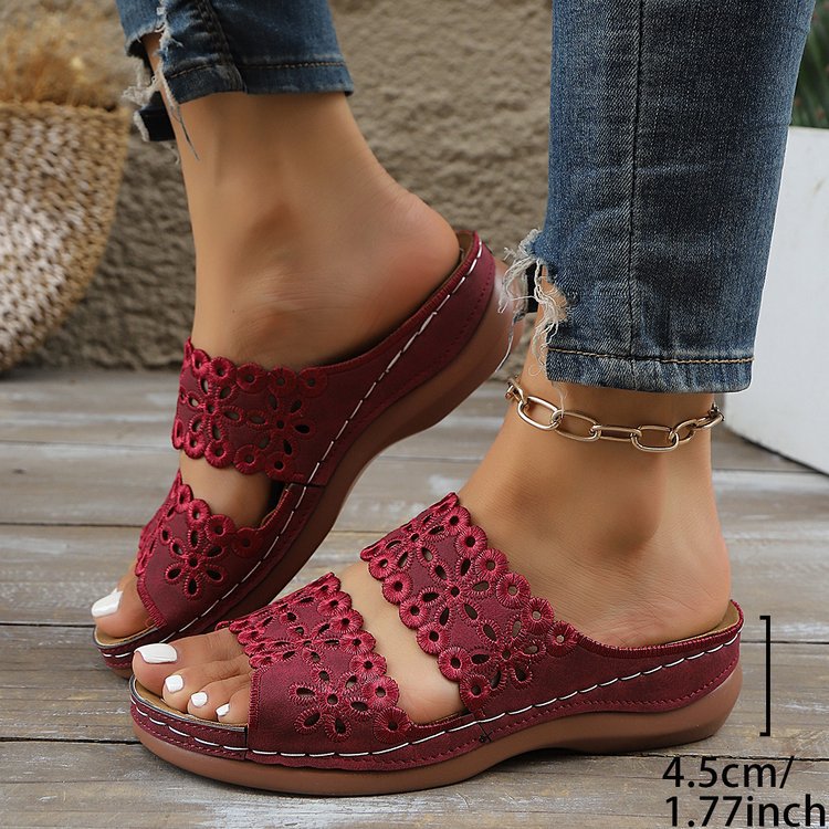 Damen modische Pantolette mit floralem Schnitt