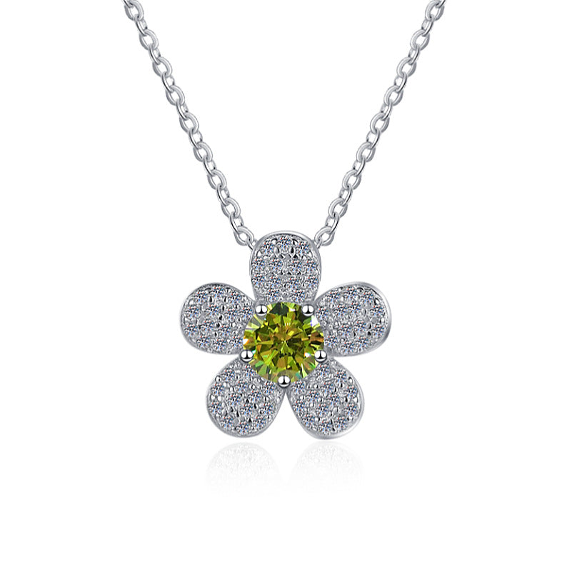 Damen Halskette mit floralen Anhänger und funkelnden Kristallen Shop Nory