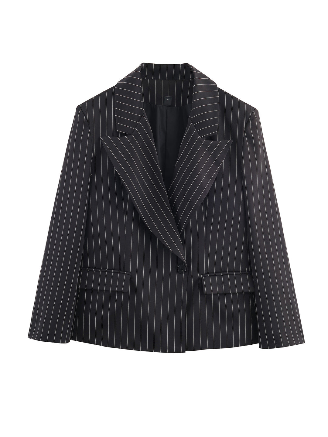 Damen Nadelstreifen-Blazer mit weitem Revers und Pattentaschen Shop Nory