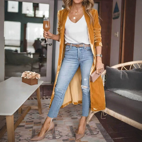 Damen Elegante Veloursjacke mit hohem Kragen Shop Nory