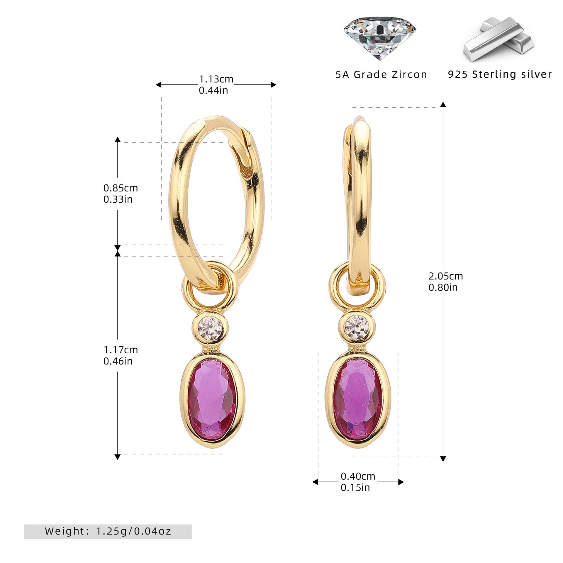 Damen Ohrhänger mit luxuriösem Zirkon Anhänger aus hochwertigem 925 Sterling Silber Shop Nory