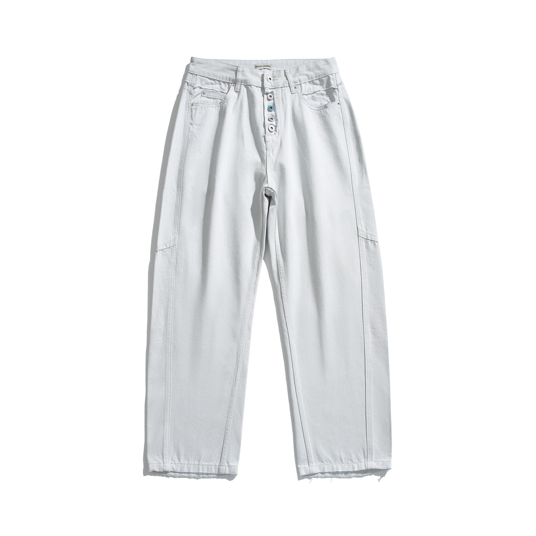 Damen Hochtaillierte Relaxed-Fit-Jeans mit sichtbarer Knopfleiste und Cargo-Seitennähten Shop Nory