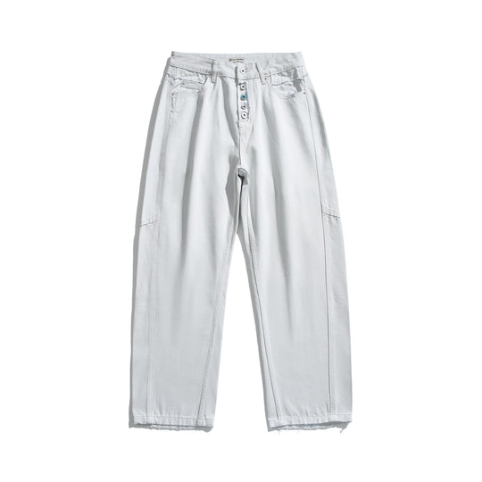 Damen Hochtaillierte Relaxed-Fit-Jeans mit sichtbarer Knopfleiste und Cargo-Seitennähten Shop Nory