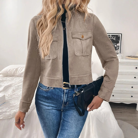 Damen Modische Kurzjacke aus Wildleder