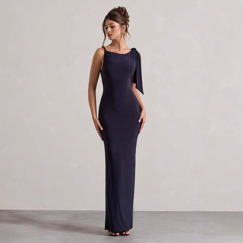Damen Maxikleid mit asymmetrischem Trägerdesign und elegantem Silhouette