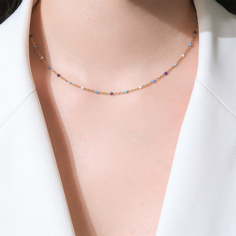 Frauen Zierliche Bunte Perlen Choker Halskette Shop Nory