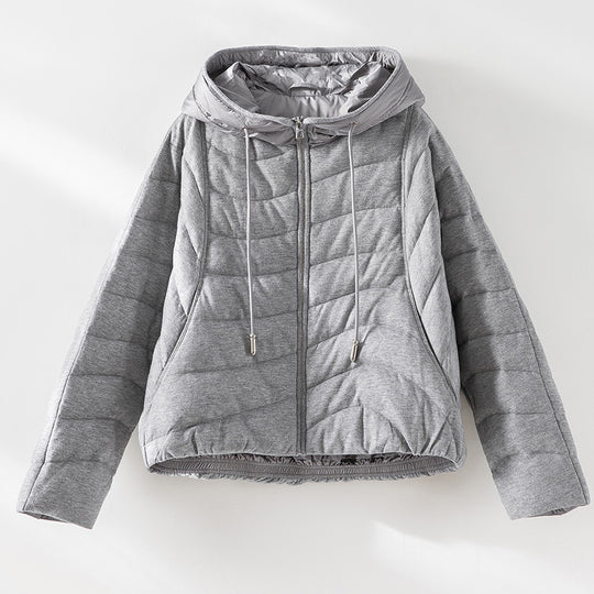 Damen gesteppte Kapuzen-Winterjacke mit tailliertem Gummizug Shop Nory