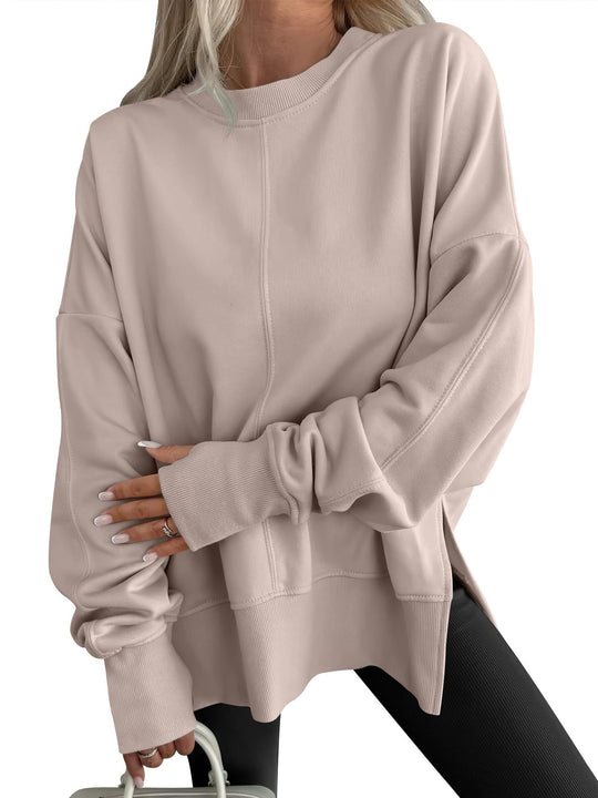 Damen Oversize-Sweatshirt mit Mittelnähte, Rundhals und überschnittener Schulter Shop Nory
