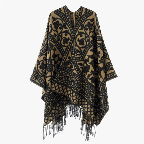 Damen Jacquard-Überwurf mit orientalischem Ornamentmuster und Fransensaum Shop Nory