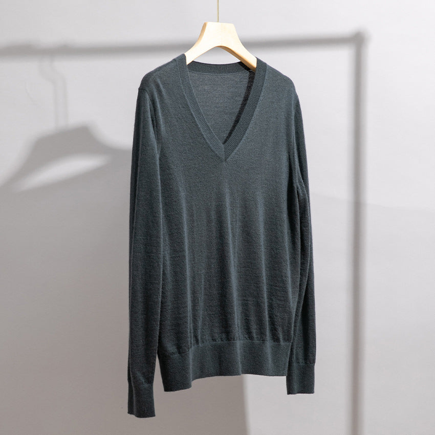Herren Feiner V‑Ausschnitt-Pullover aus Merinomischung mit leichtem Strukturstrick Shop Nory