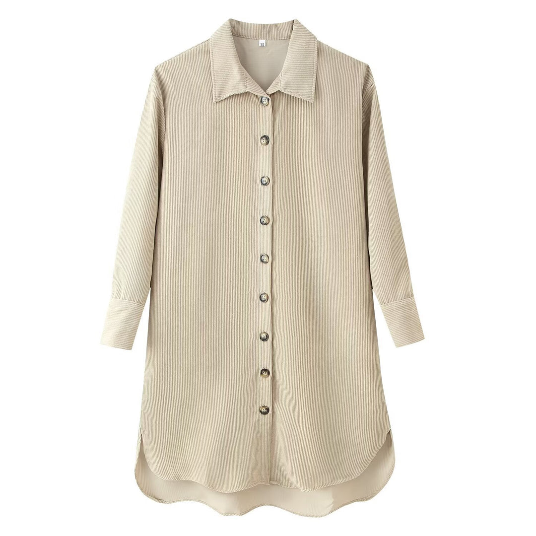 Damen Longshirt-Tunika aus feinem Rippjersey mit Hemdkragen und durchgehender Knopfleiste Shop Nory