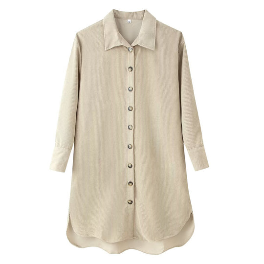 Damen Longshirt-Tunika aus feinem Rippjersey mit Hemdkragen und durchgehender Knopfleiste Shop Nory