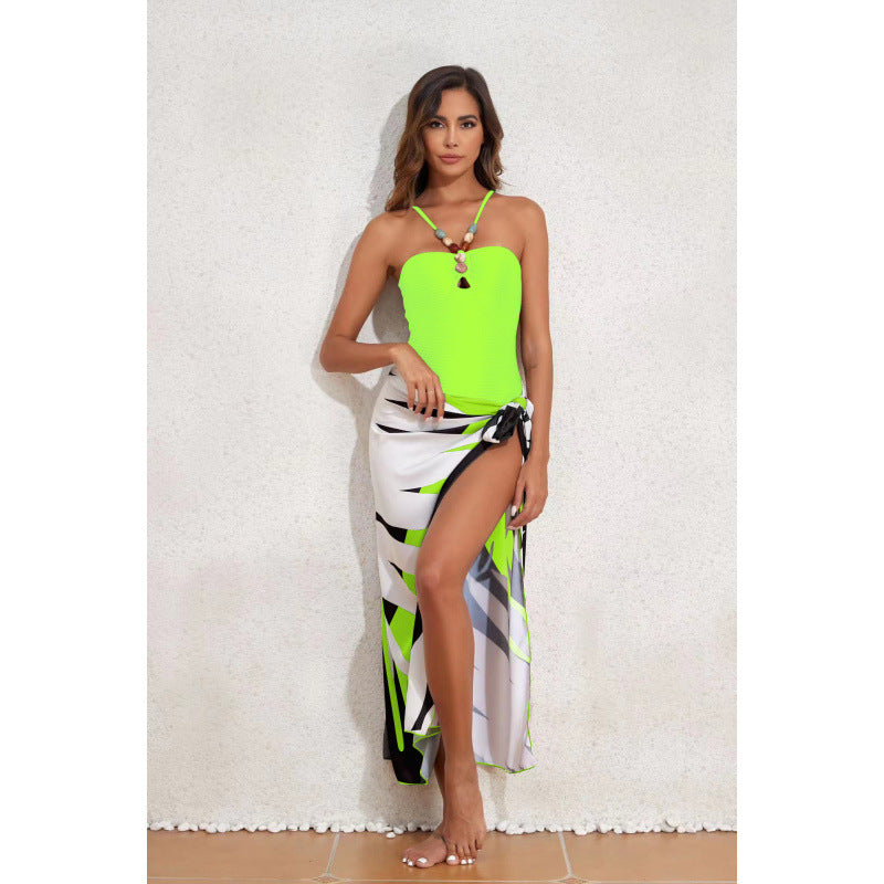 Damen Bandeau-Badeanzug mit asymmetrischem Rock