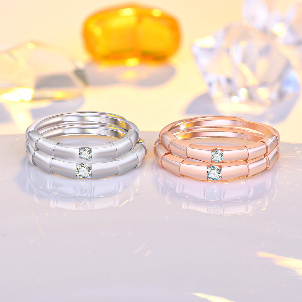Damenring mit elegantem Bambusdesign und funkelndem Zirkonia Shop Nory