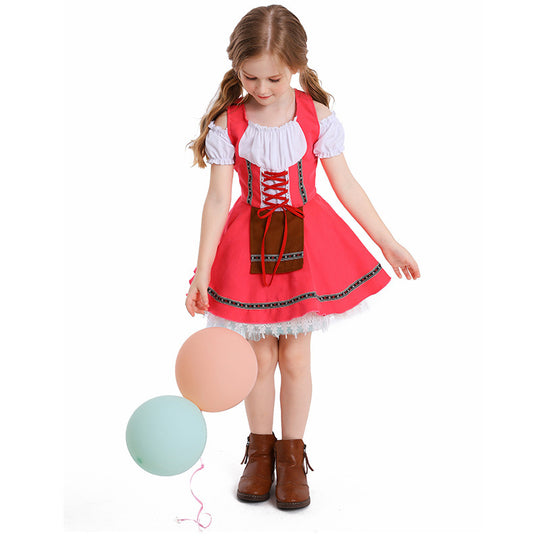 Damen nan traditionelles Kinderdirndl mit Schnürmieder, Spitzenunterrock und dekorativer Schürze Shop Nory