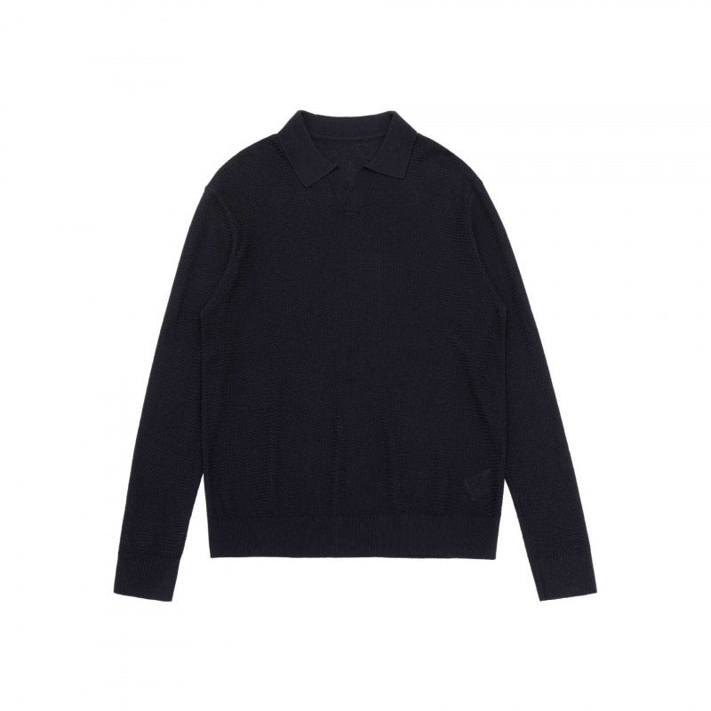 Unisex Feinstrick-Polo mit offenem Polokragen, leichtem Melange-Strick und gerippten Abschlüssen Shop Nory