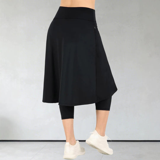 Damen Leggings mit integriertem Tellerrock und seitlicher Reißverschlusstasche Shopy Nory