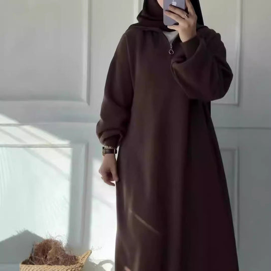 Damen Kapuzenkleid mit Reißverschluss und lässigem Schnitt