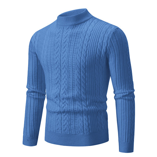 Herren Schmal geschnittener Mockneck-Zopfmusterpullover aus thermoregulierendem Feinstrick Shop Nory