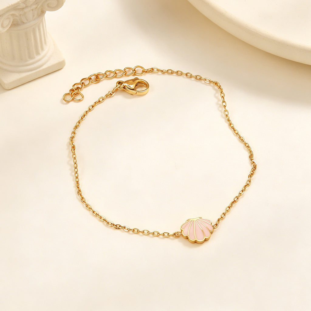 Damen elegante Armkette mit Muschel-Anhänger aus hochwertigem Edelstahl Shop Nory