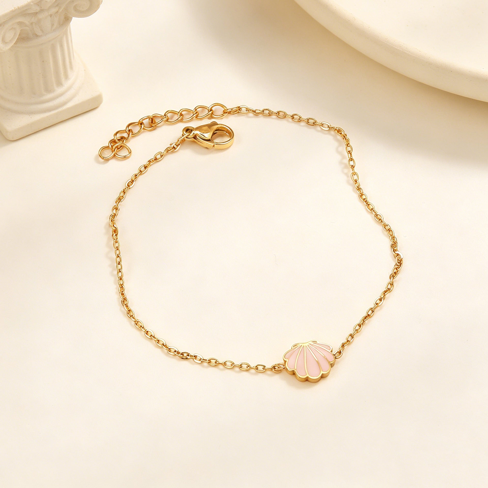 Damen elegante Armkette mit Muschel-Anhänger aus hochwertigem Edelstahl Shop Nory