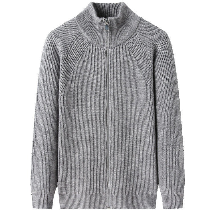 Herren Strickjacke mit hohem Kragen und unauffälligem Reißverschluss