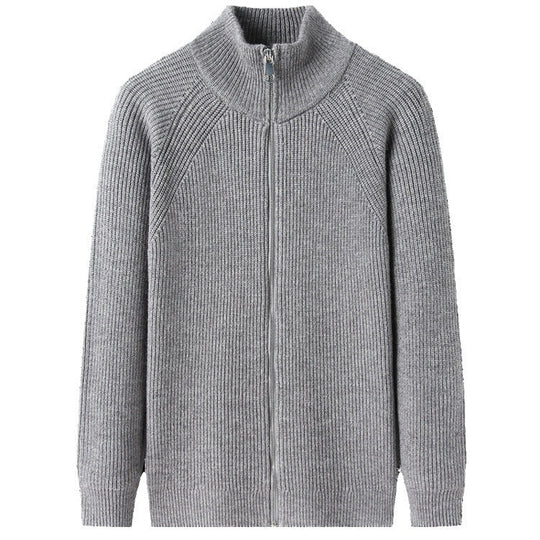 Herren Strickjacke mit hohem Kragen und unauffälligem Reißverschluss