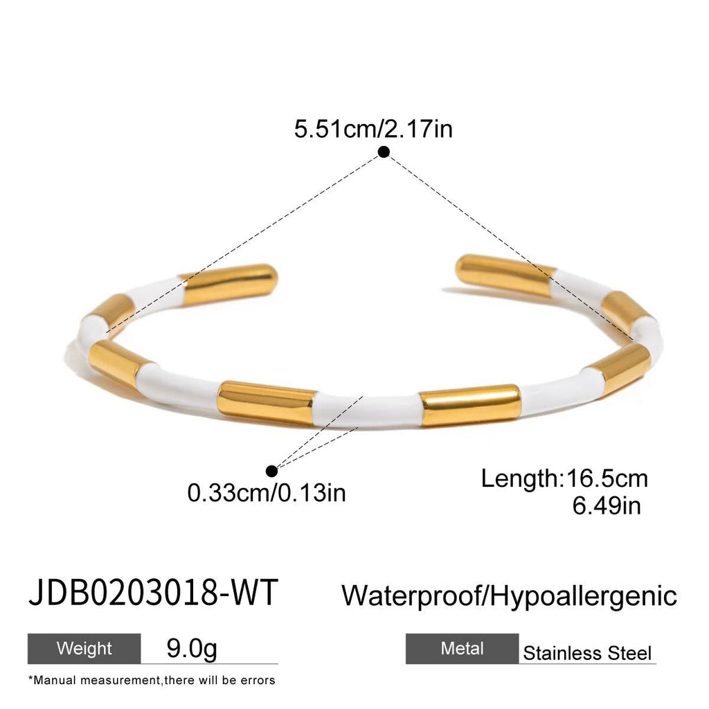 Damen Offenes Armband mit elegantem goldenen und weißen Design Shop Nory