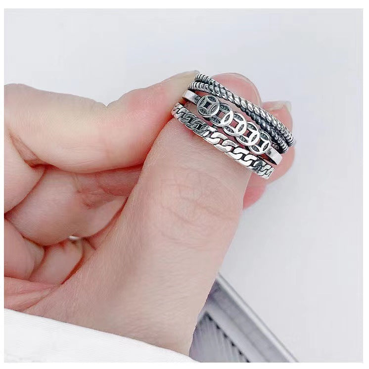 Damen Offener Ring mit hochwertigem Ketten- und Reliefdesign Shop Nory