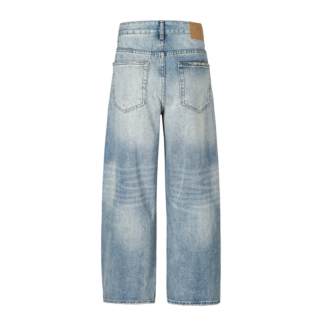 Damen Denim-Culotte mit hohem Bund, weitem Bein und Used-Waschung Shop Nory