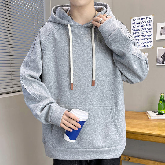 Herren Oversize Kapuzenpullover mit Kängurutasche Raglanärmeln und extra langen Kordeln Shop Nory