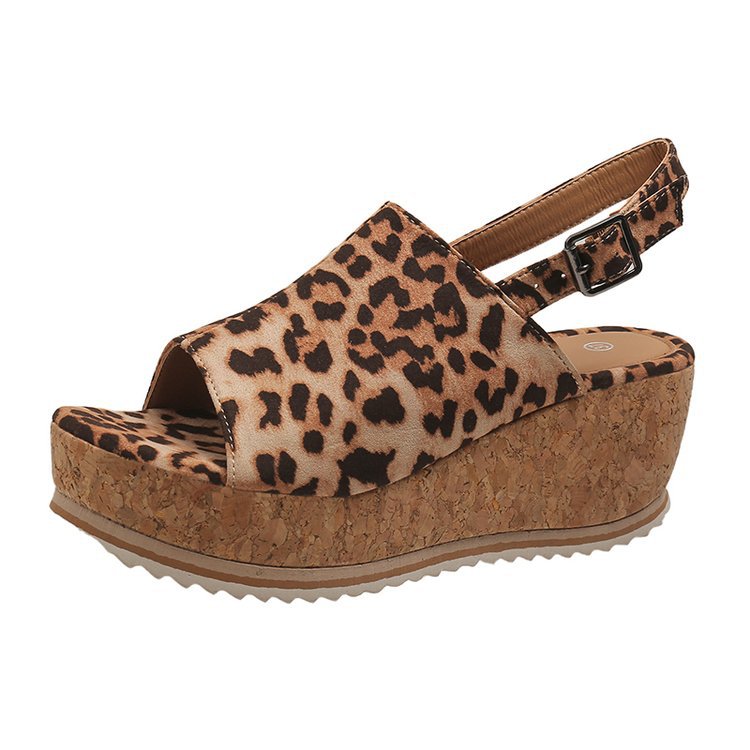Damen Plateau-Sandaletten mit elegantem Korkdesign und verstellbarem Fersenriemen Shopnory