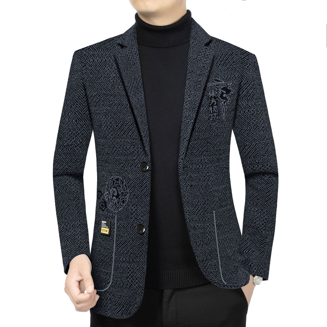 Herren Taillierter Strickblazer im Bouclé-Look mit aufgesetzten Taschen Shop Nory