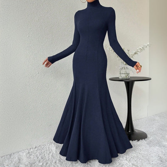 Damen figurbetontes Rollkragen-Maxikleid mit Meerjungfrauen-Silhouette, langen Ärmeln und formendem Stretch-Jersey Shop Nory