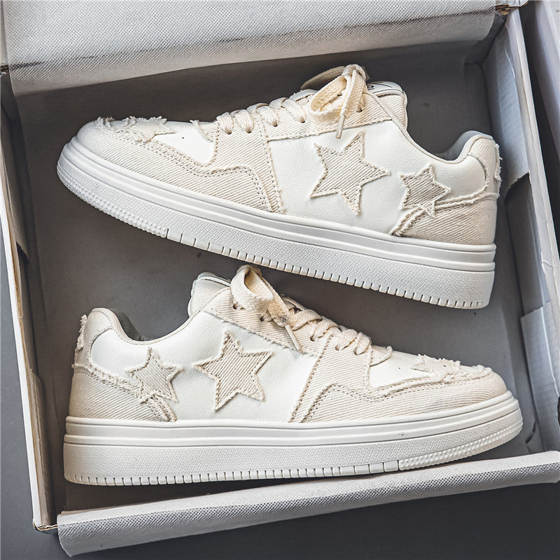 Damen modische Sneakers mit gesticktem Sternendesign und lässigem Look