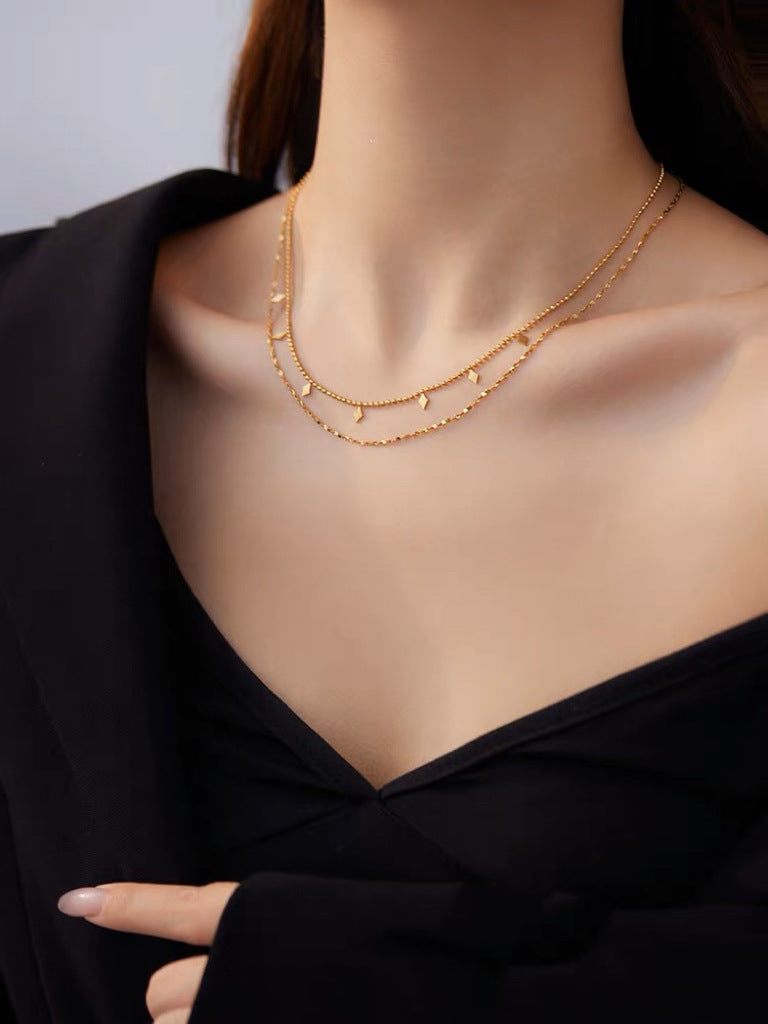 Damen gestapeltes Ketten Halsband mit geometrischen Anhängern Shop Nory