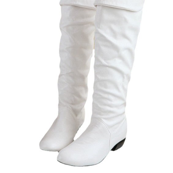 Damen kniehohe Slouch-Stiefel mit Umschlag und flachem Absatz Shop Nory