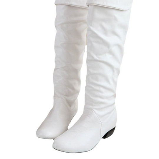 Damen kniehohe Slouch-Stiefel mit Umschlag und flachem Absatz Shop Nory
