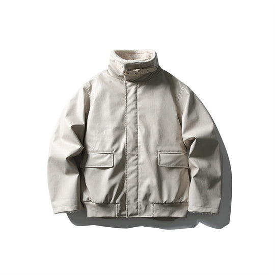 Herren Kurzer Boxy-Blouson mit verstellbarem Schnallenkragen und Teddy-Innenfutter Shop Nory