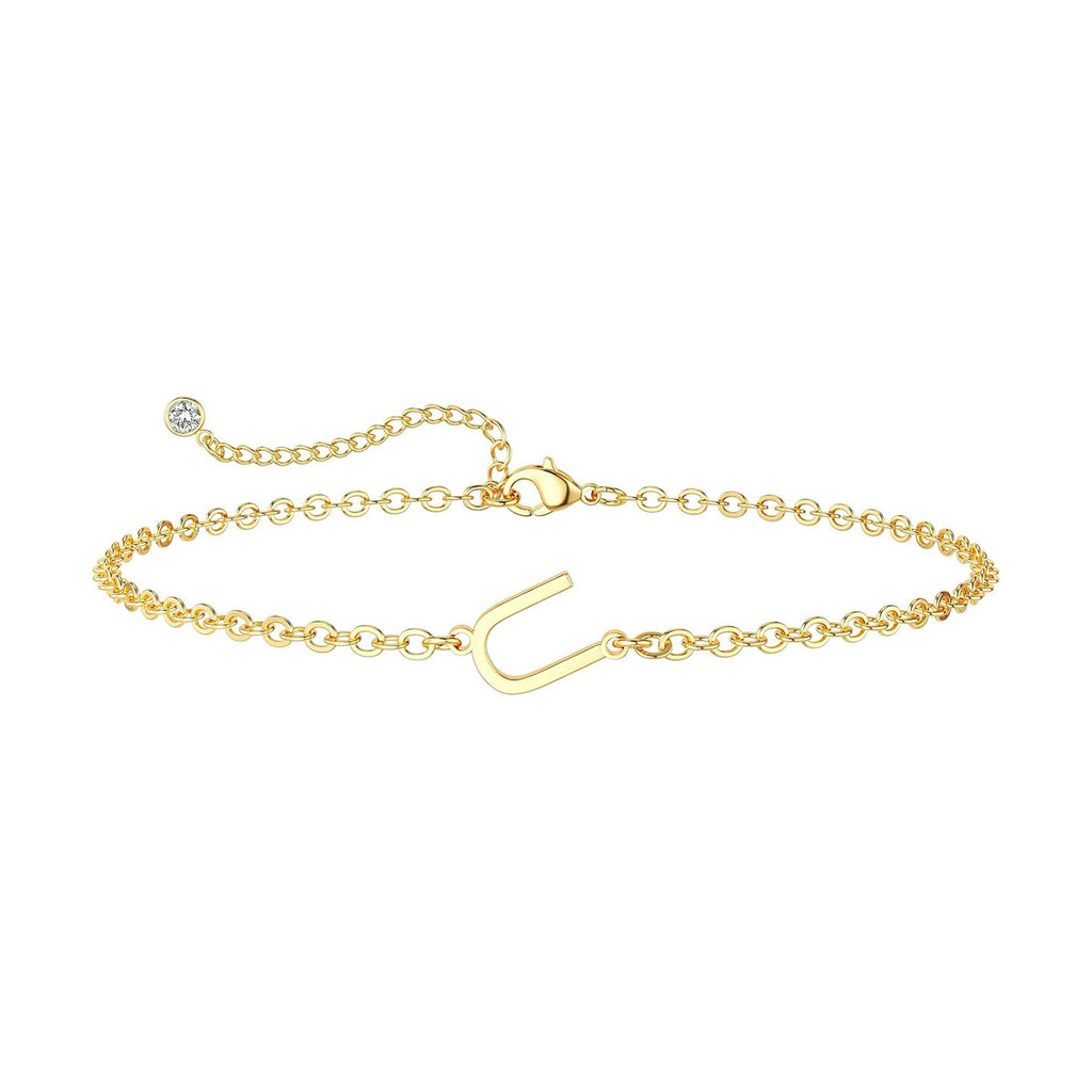 Damen Fußkettchen mit personalisiertem Anfangsbuchstaben und funkelndem Zirkonia-Detail Shop Nory