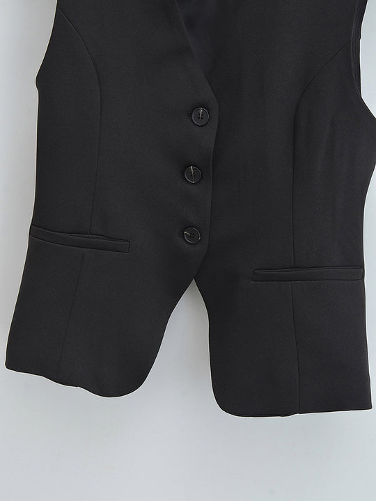 Damen Taillierte Business-Weste mit V-Ausschnitt und Knopfleiste Shop Nory