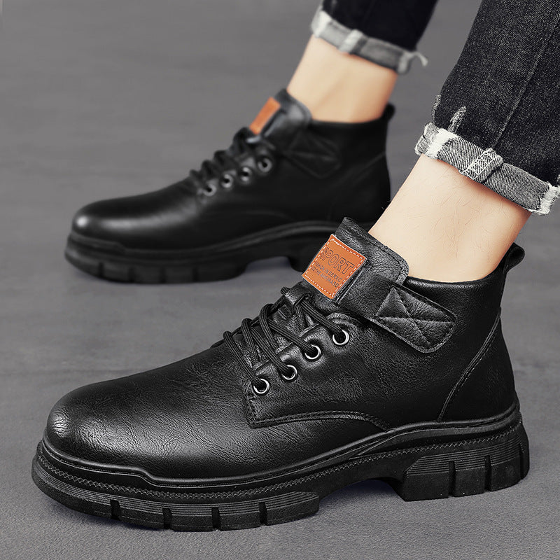 Herren Robuste Plateauschnür-Boots mit Klettlasche und profilierter Gummisohle Shopy Nory