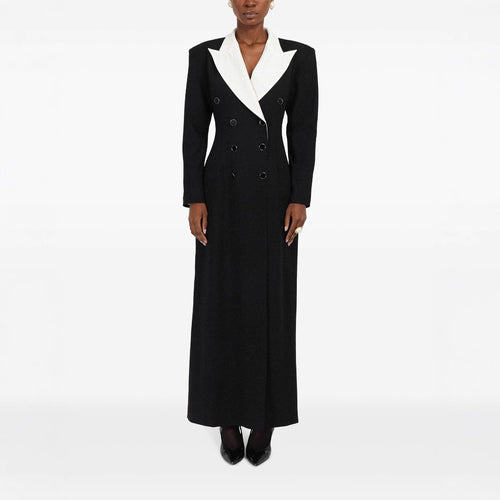 Damen Doppelreihiges Longblazer-Kleid mit taillierter Silhouette und Kontrastrevers Shop Nory