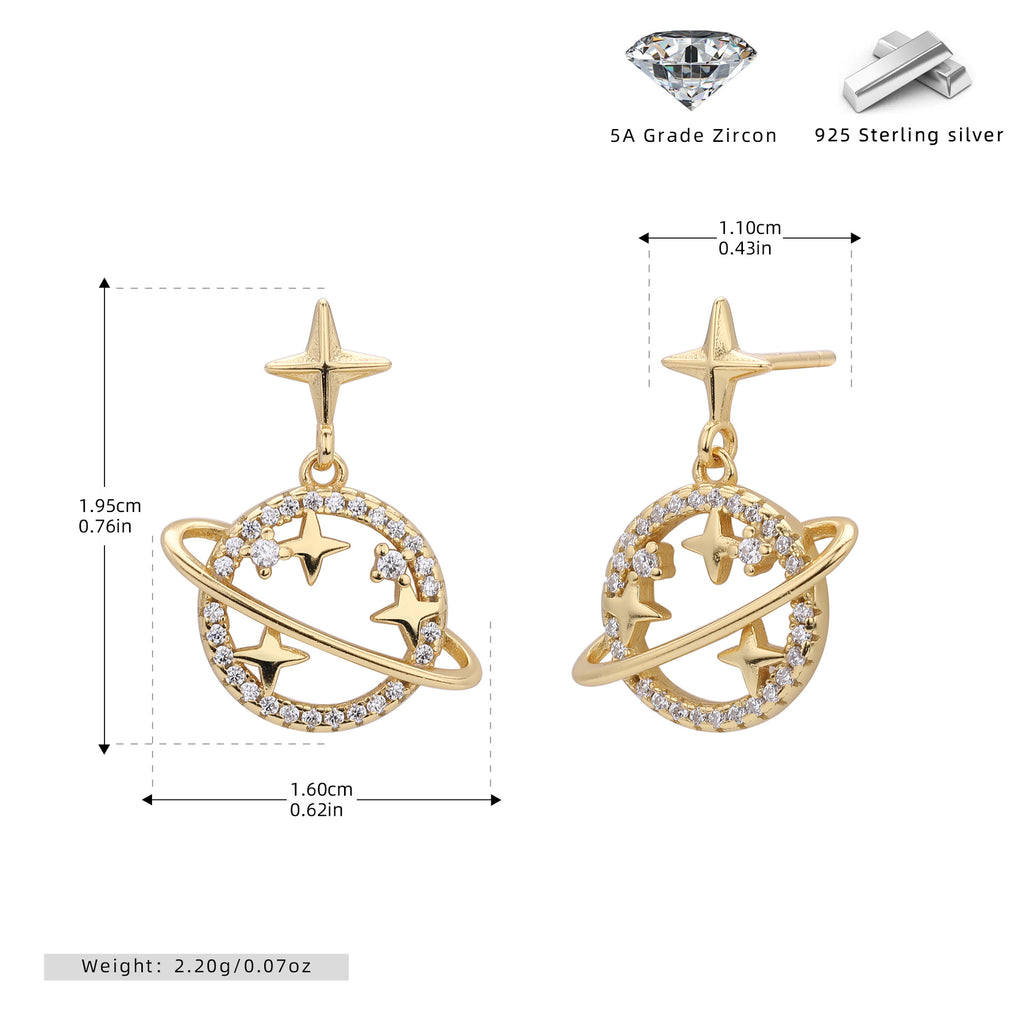 Damen Ohrhänger mit galaktischem Design und funkelnden Zirkonia Shop Nory