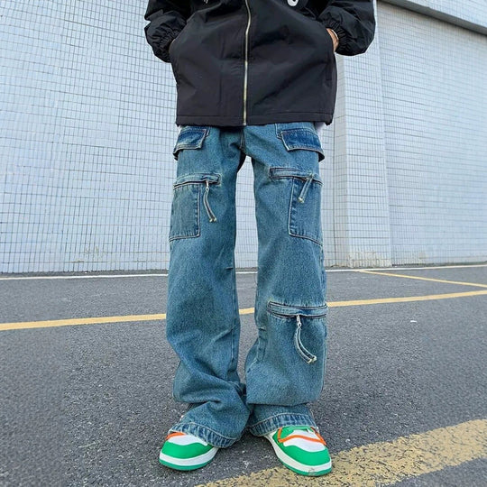 Herren Modische Cargo-Jeans mit Reißverschlüssen Shop Nory