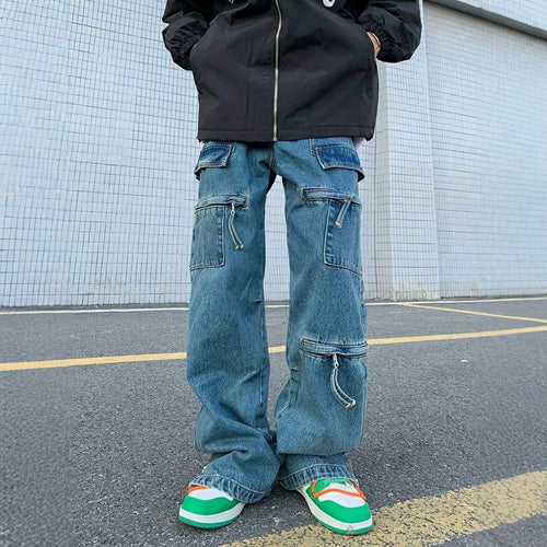 Herren Modische Cargo-Jeans mit Reißverschlüssen Shop Nory