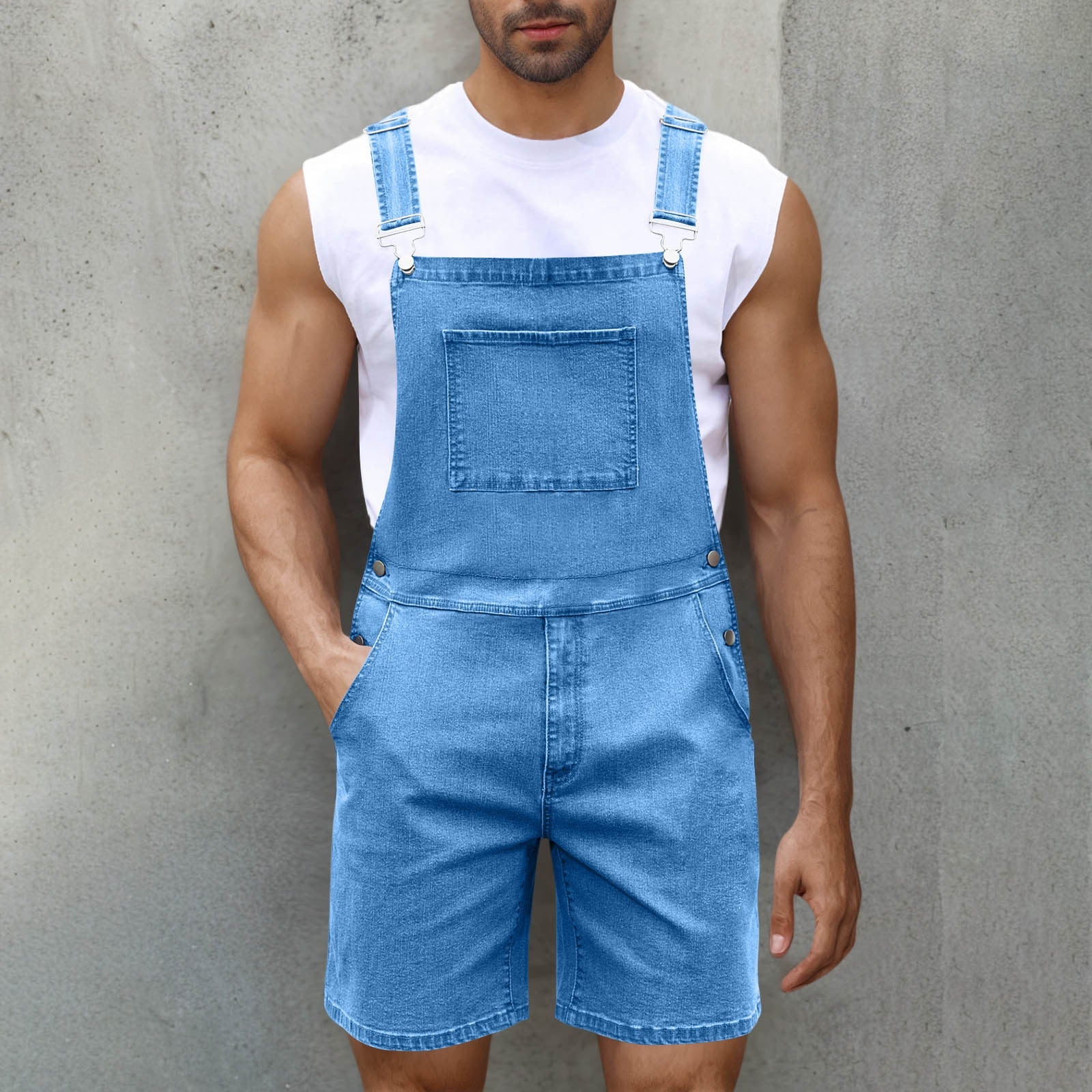 Herren Denim Latzshorts mit Taschen