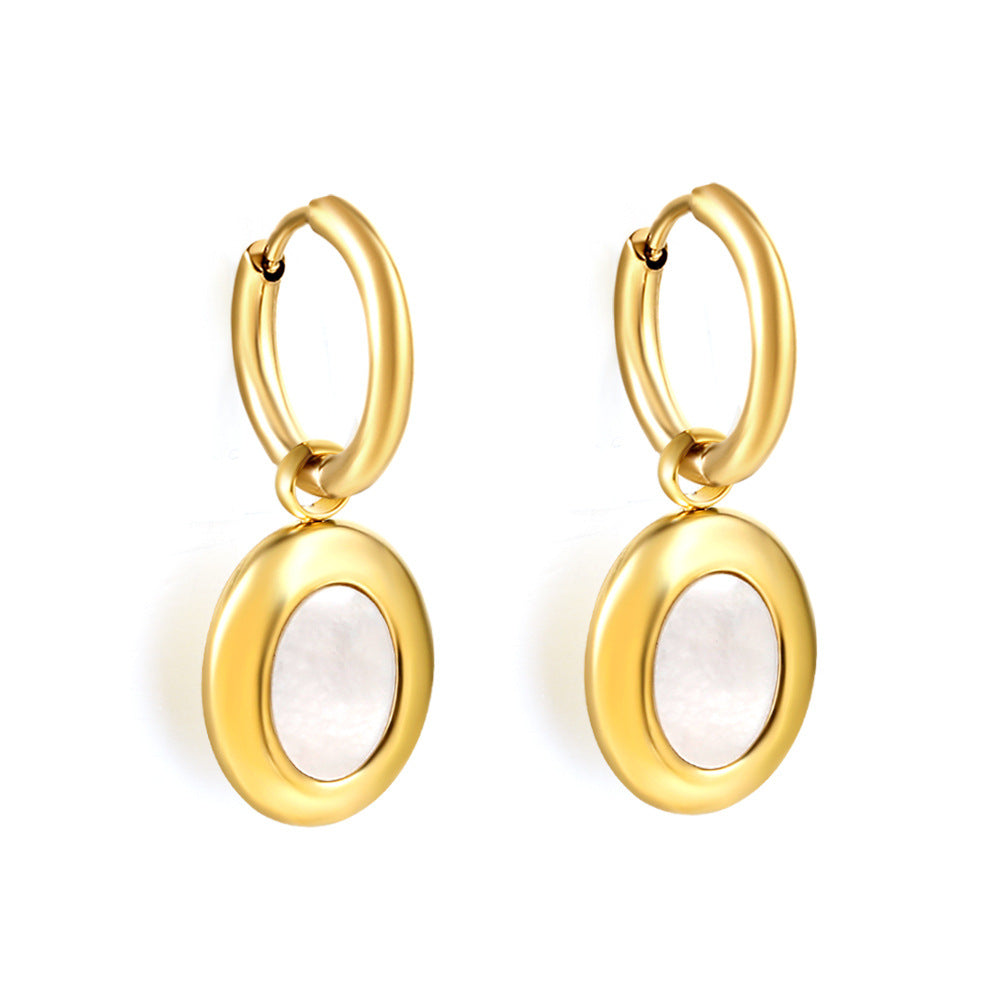 Damen Hängende Ohrringe mit stilvollen, runden Anhängern aus hochwertigem Gold Shop Nory
