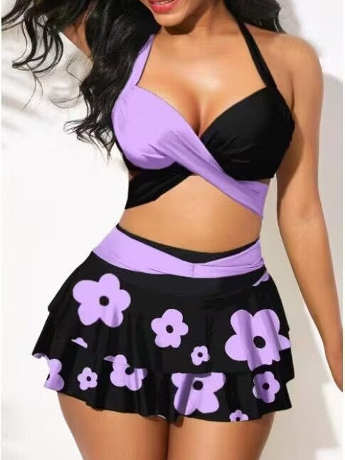Damen Tankini-Set mit verstellbaren Trägern und schwingendem Rock
